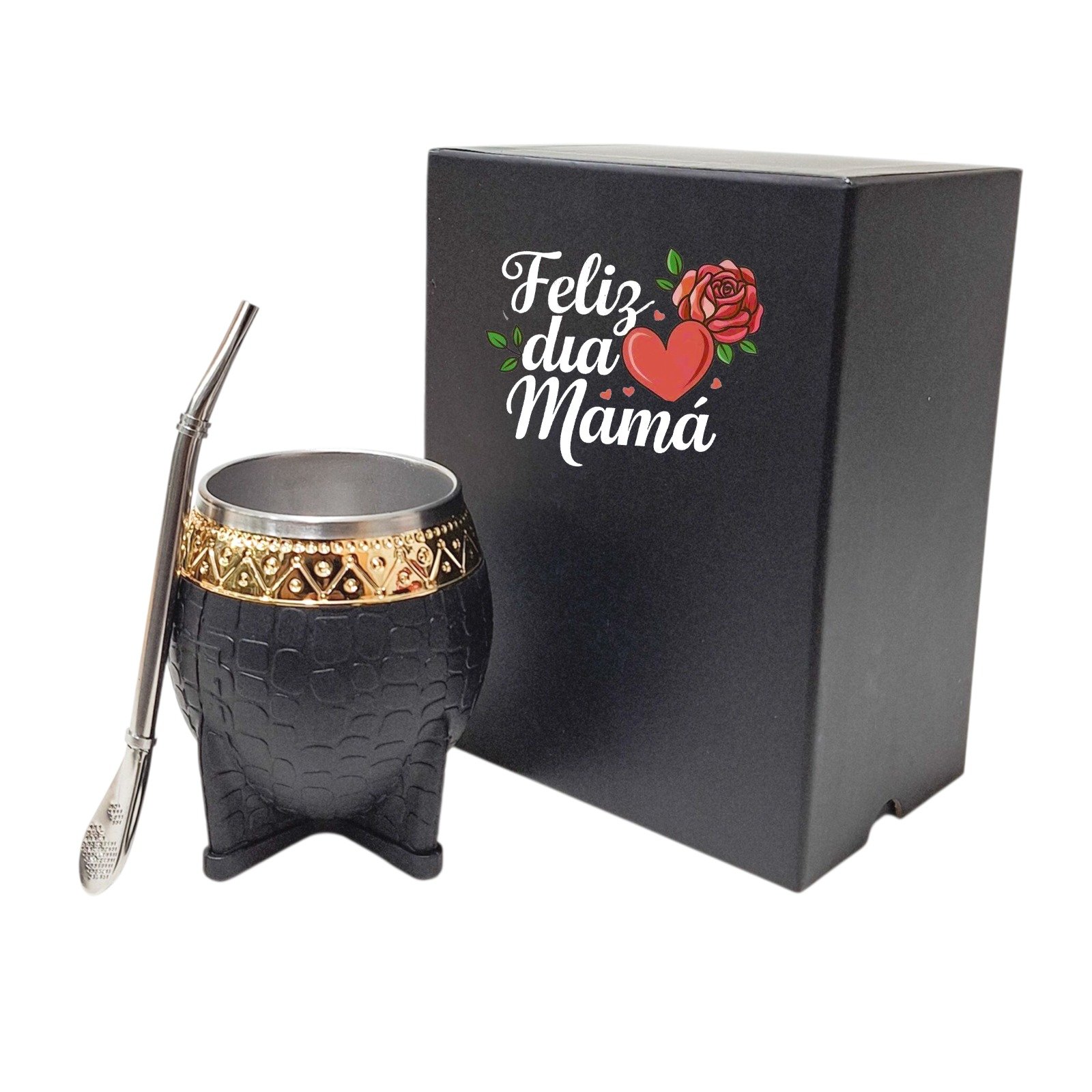 SET DE MATE IMPERIAL ONYX DE ACERO PREMIUM EN CAJA C/ BOMBILLA DE ACERO  SET004TP