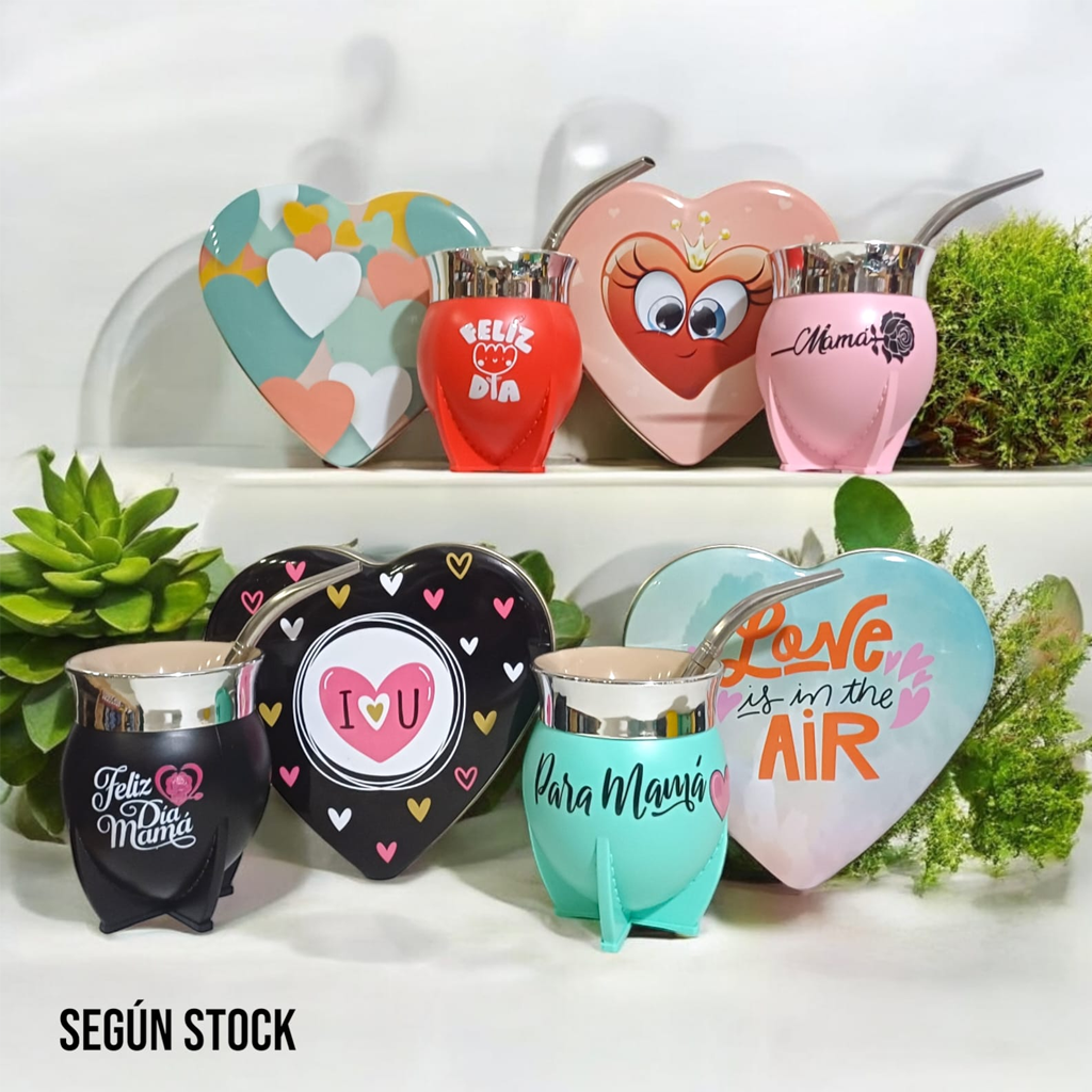 SET DE MATE CON LATA EN FORMA CORAZON SET008M