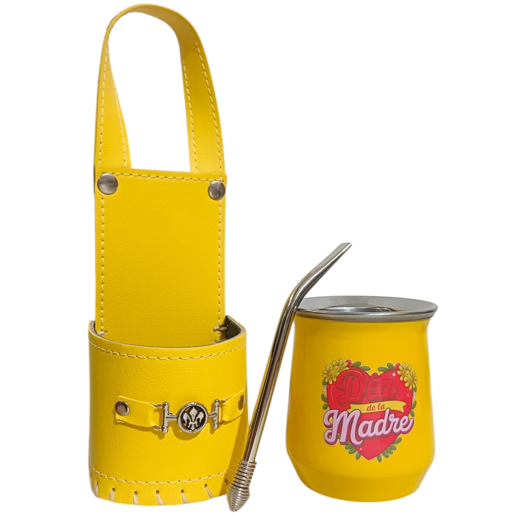 SET DE MATE DE ACERO CON PORTA MATE BAG002MADTF