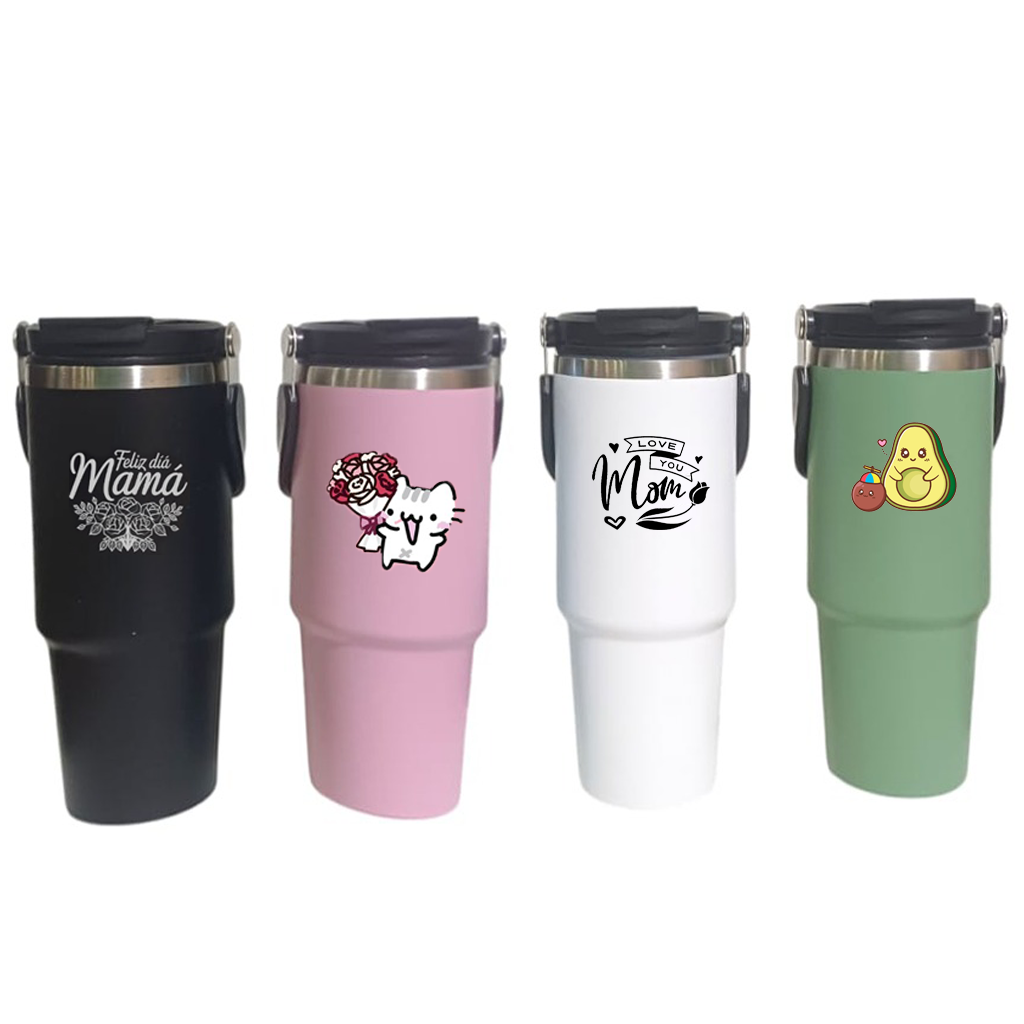 VASO TERMICO DOBLE BOQUILLA CON MANIJA 900ml - MAT153PM