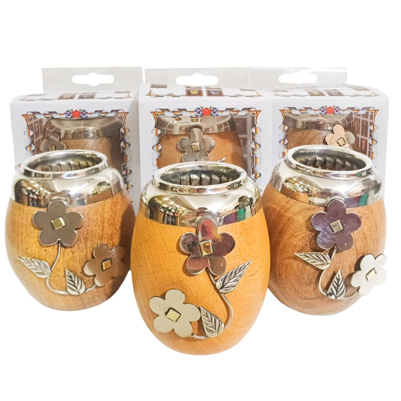 MATE DE CALDEN CON VIROLA Y DIJE DE ALPACA DOBLE MAT249C