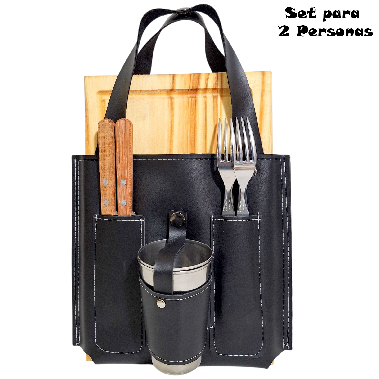 SET DE ASADO  PARA DOS PERSONAS c/ CUBIERTOS TRAMONTINA  CUE501A