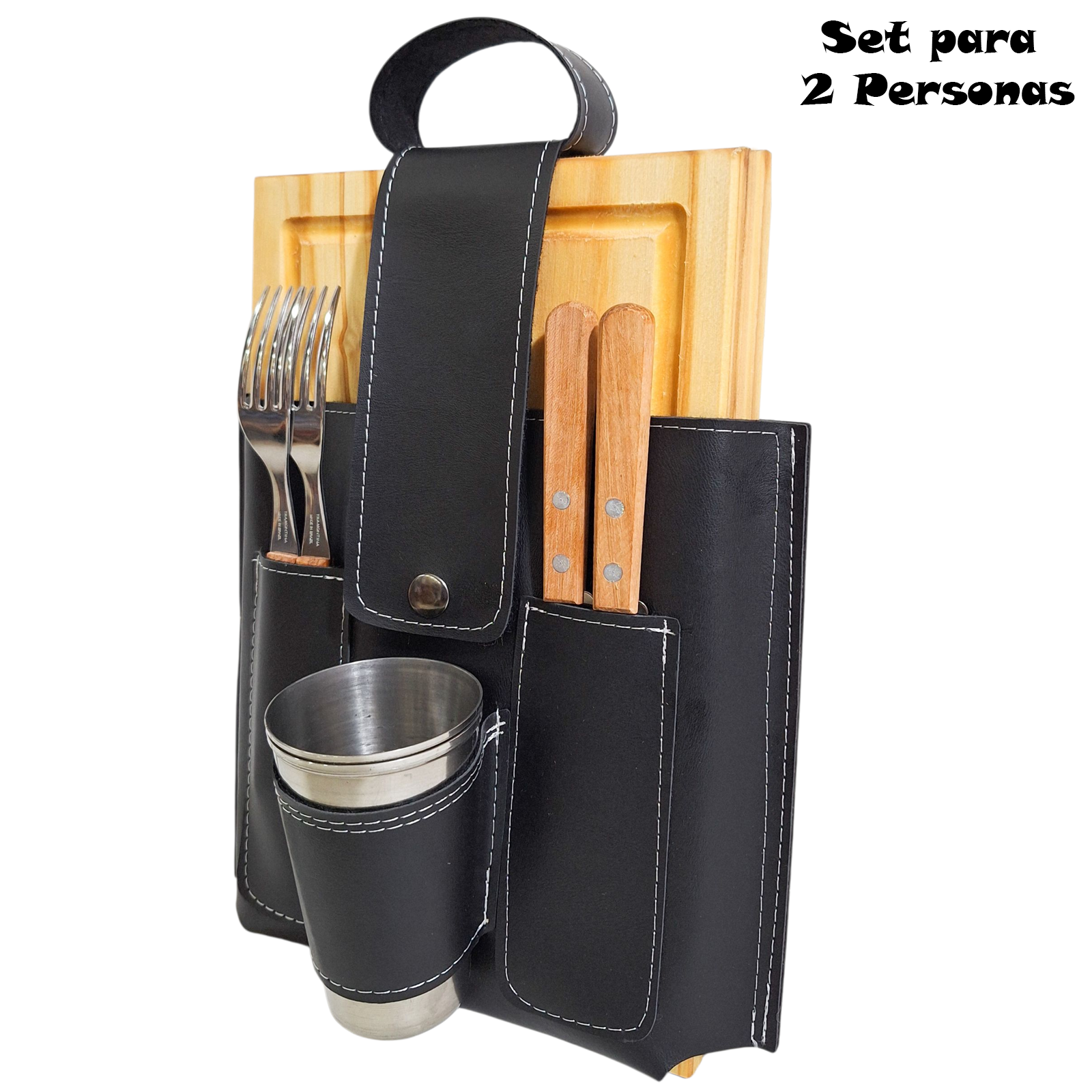 SET DE ASADO  PARA DOS PERSONAS c/ CUBIERTOS TRAMONTINA  CUE501B