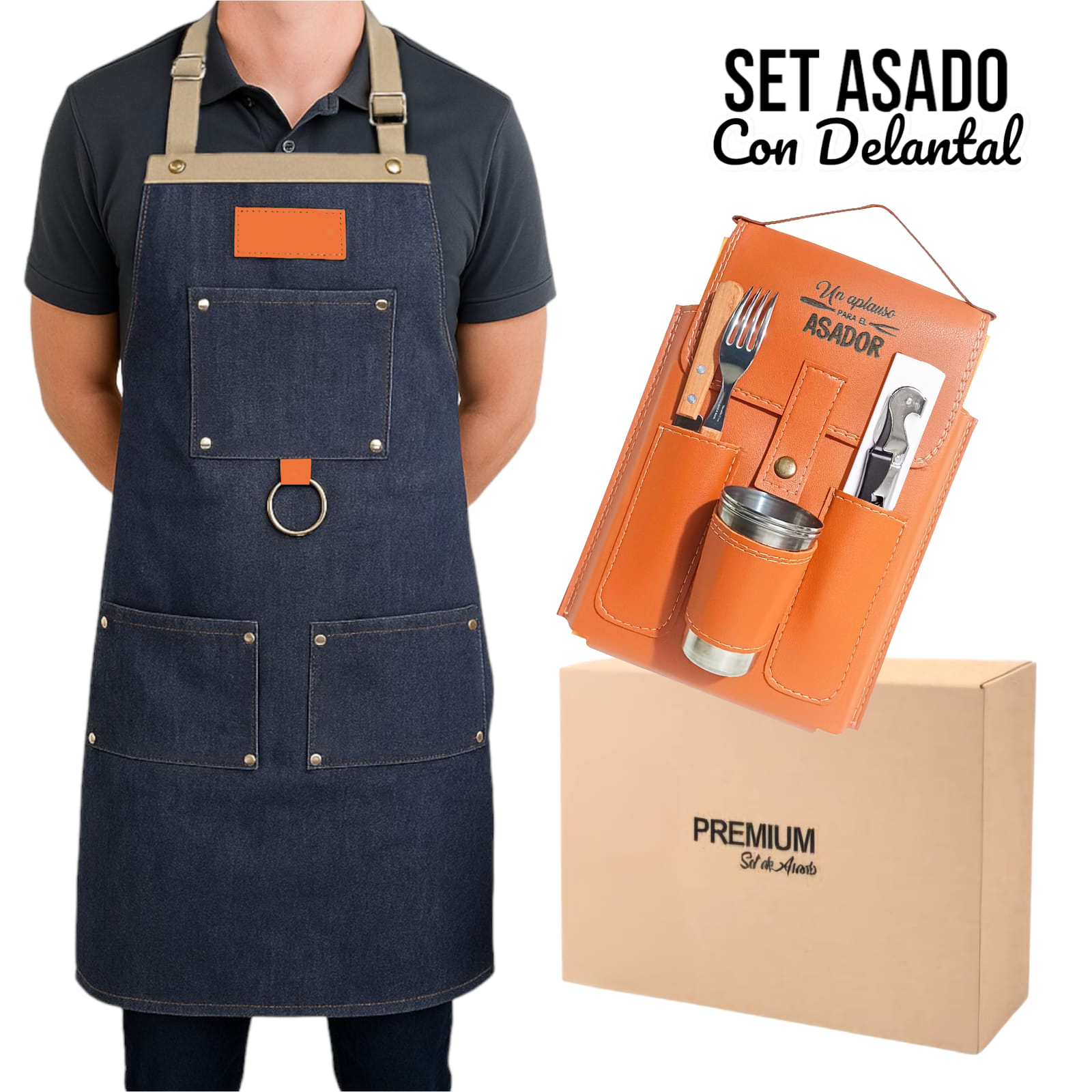 SET DE ASADO CON DELANTAL COM023NM