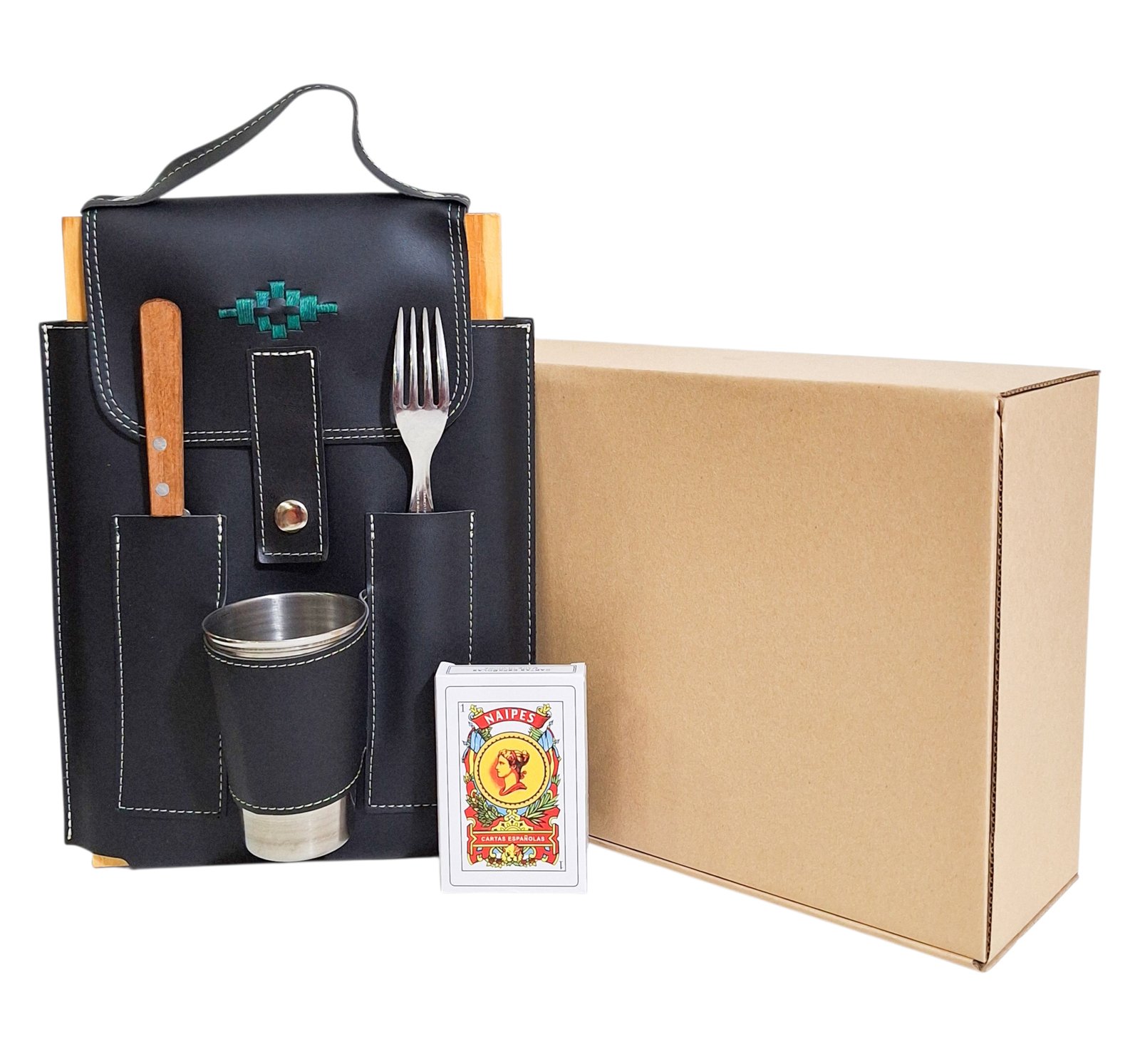 SET DE ASADO CON BORDADO PARA UNA PERSONA CUE494B