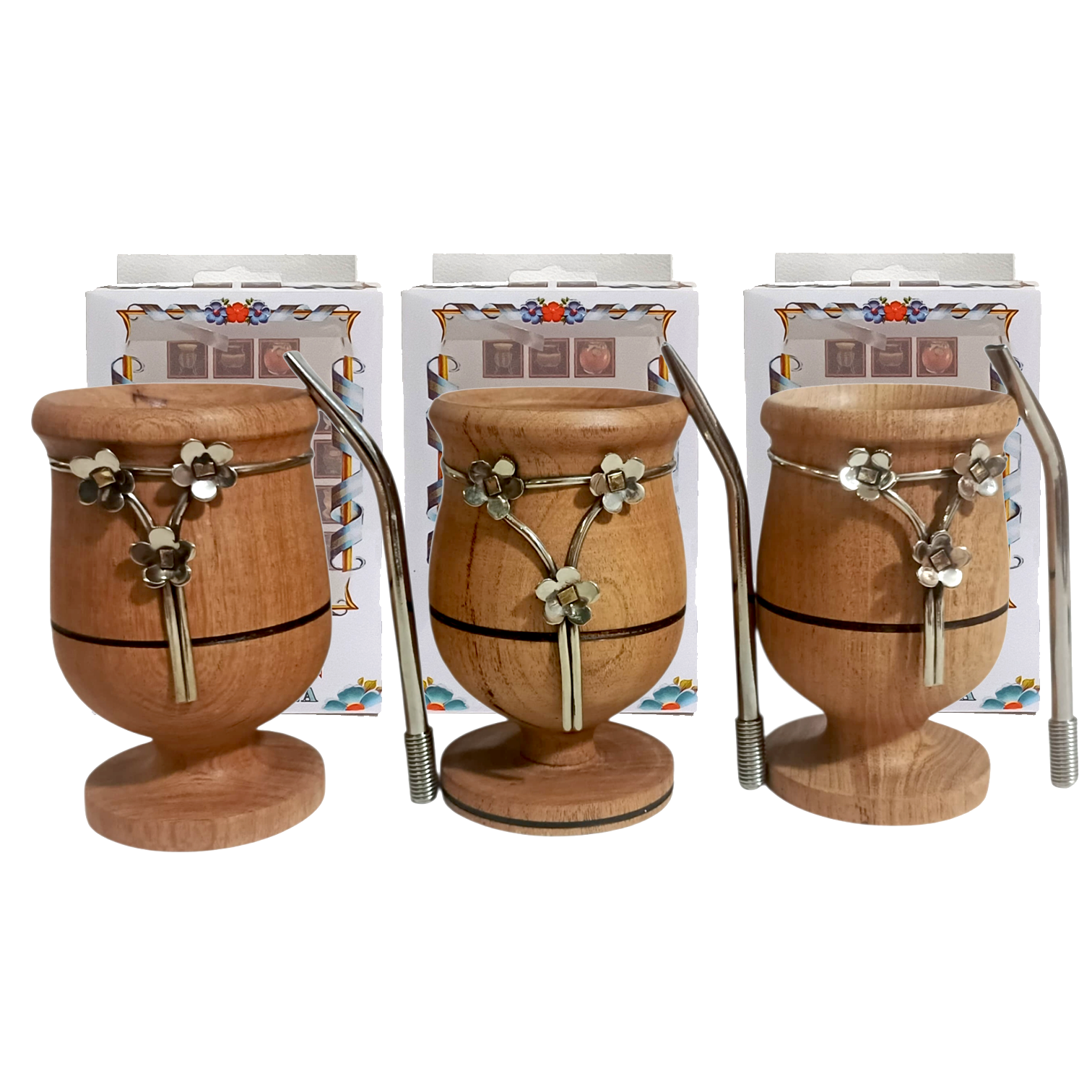 MATE DE ALGARROBO COPA GRANDE C/ALPACA FLOR MAT248F