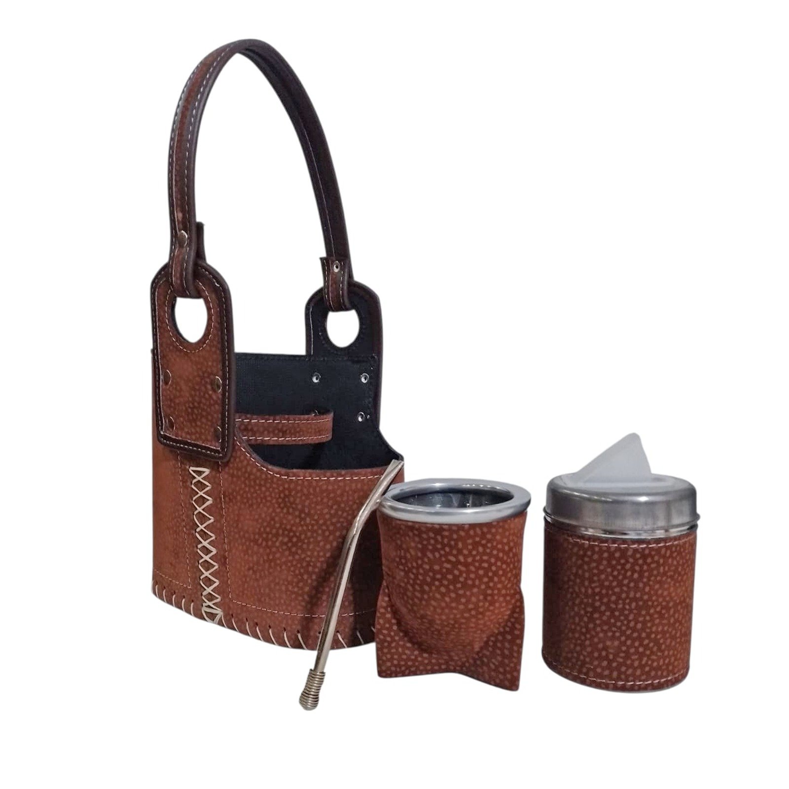 SET MATE DE VIDRIO, LATA YERBERO Y CANASTO SET210-1