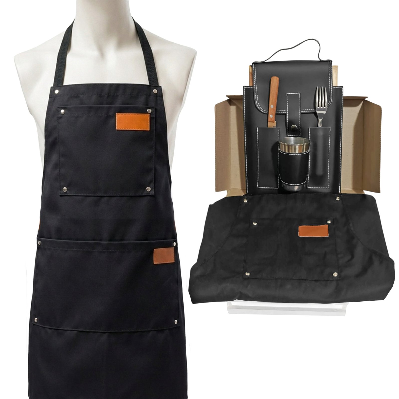 SET DE ASADO CON DELANTAL -COM025