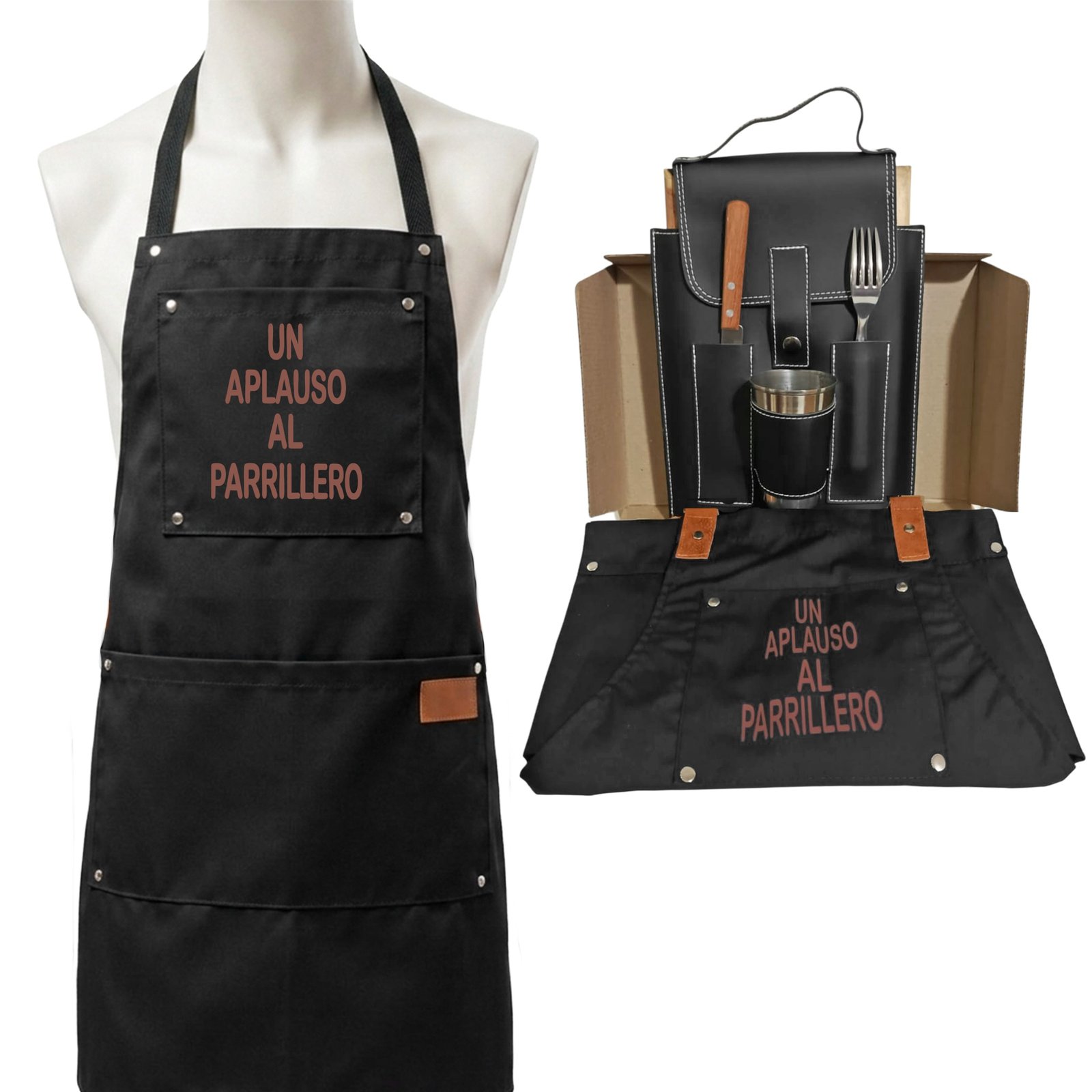 SET DE ASADO CON DELANTAL -COM024