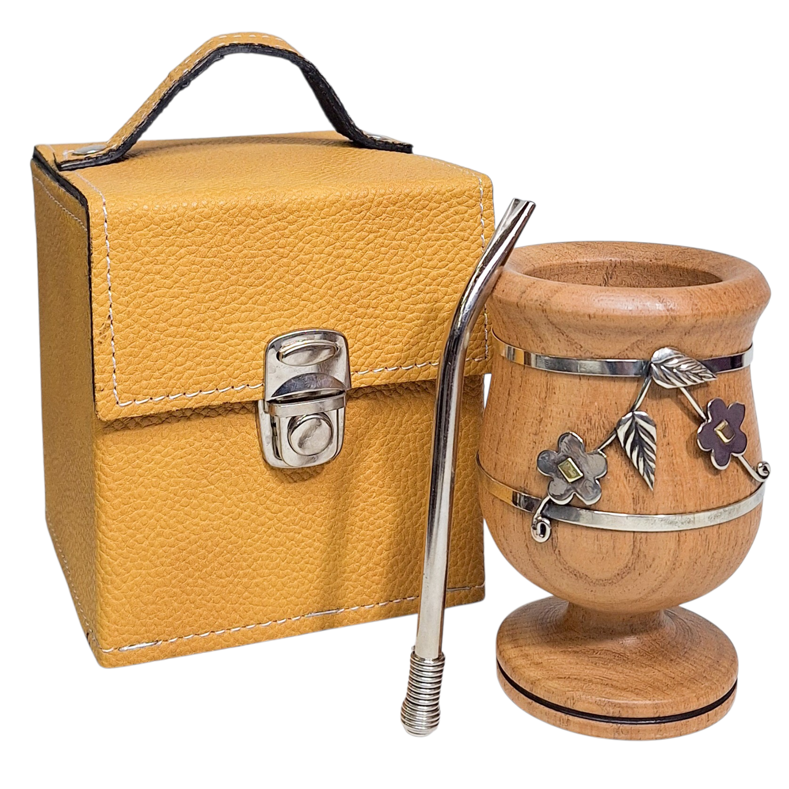 SET DE MATE ALGARROBO C/BOMBILLA COM060